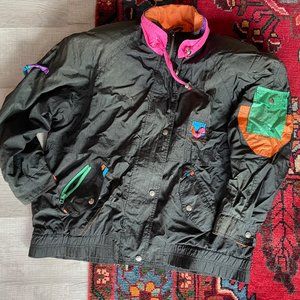 [SOLD] Vintage Andy Johns Black & Neon Windbreaker - L